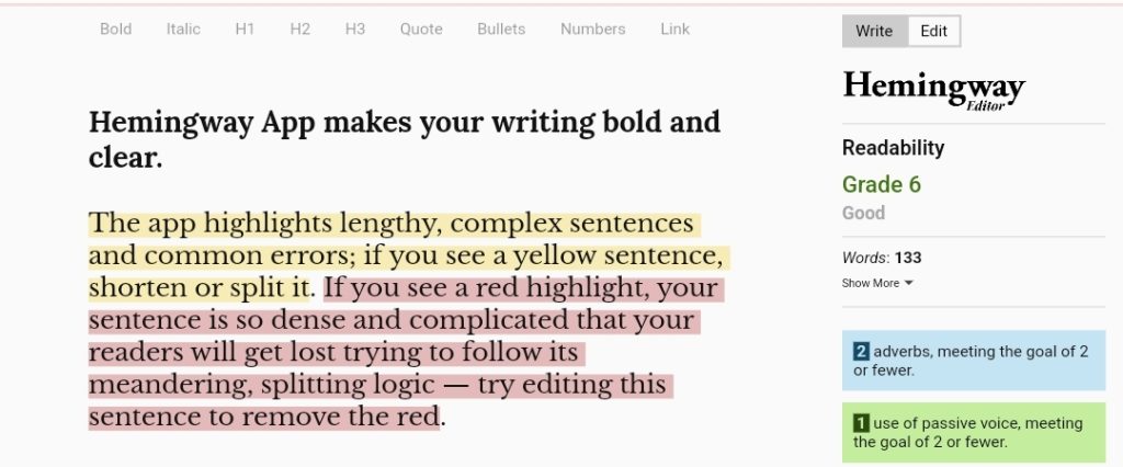 Hemingway AI writing tool